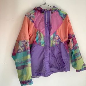 Vintage Colorblock Neon Windbreaker